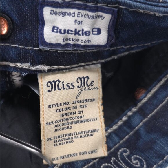 MISS ME EASY BOOT Jeans Embroidered JE5639E2R DK 52C Size 26 - Picture 14 of 14
